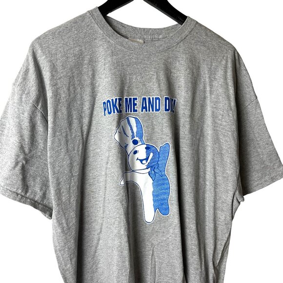 Pillsbury Doe Boy Poke Me and Die T Shirt Vintage Y2K Adult Gray 2XL XXL Solid - Picture 2 of 12